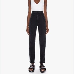 MOTHER Jeans Womens 31 Black High Waisted Pointy Study Nerdy Tapered Stretch USA